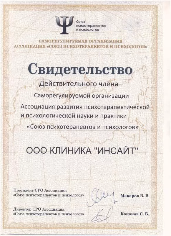 Свидетельство Действительного члена Саморегулируемой организации